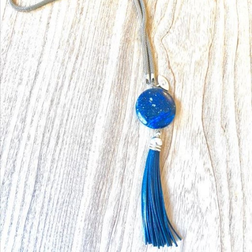 Long Seeing Eye Jeweled Necklace with Tassle